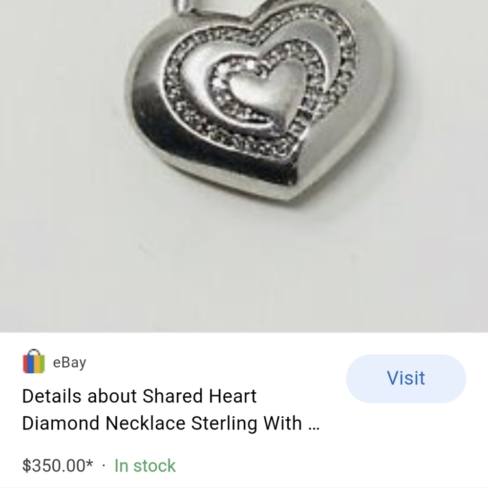 Sterling Silver necklace with diamonds heart charm - Picture 14 of 16